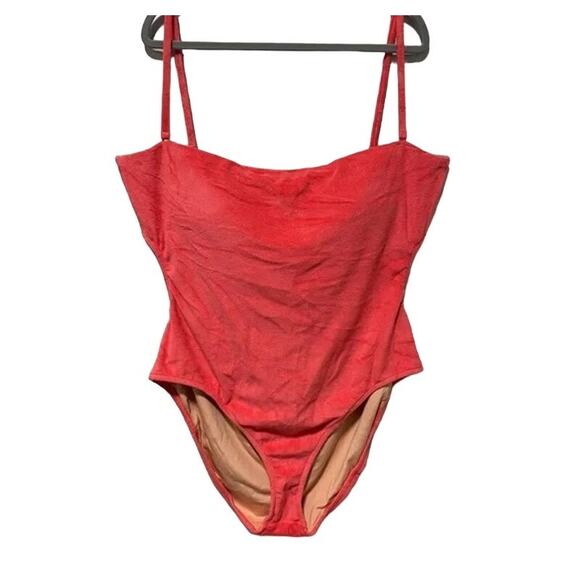 NWT J.Crew Cutout Bandeau One Piece Terry Cloth Plus Size 18 Coral Pink #2917 - Picture 2 of 12